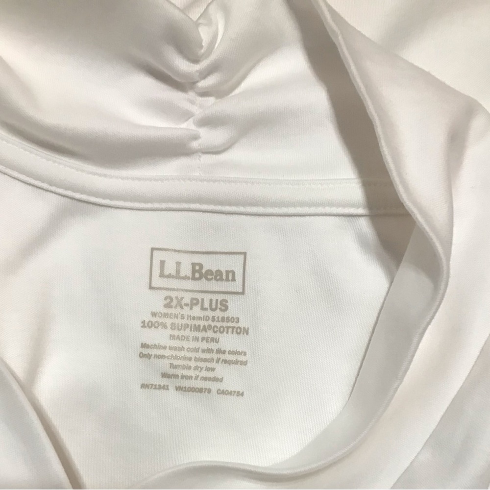 L.L. Bean Size 2X 22/24 Top Shirt Blouse White Tunic - Picture 5 of 5